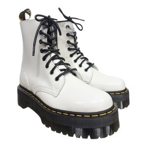 Dr. Martens Jaden Platform Leather Lace Up Boots White Size 7